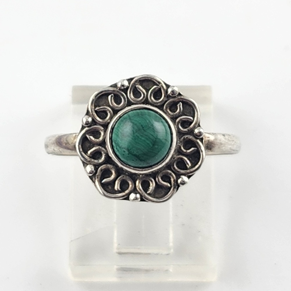 Sterling Silver 925 Malachite Ring Size 9.25